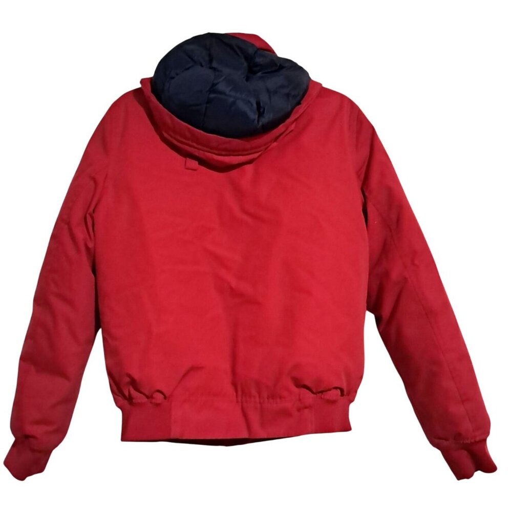 Tommy Hilfiger Mens Red Hooded Bomber Jacket Size S Quilted Insulated Water-Resi - Picture 8 of 16